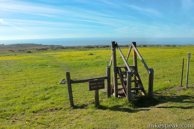 Coastal bluff trail through open grassland near Sand Dollar Beach in Big Sur
