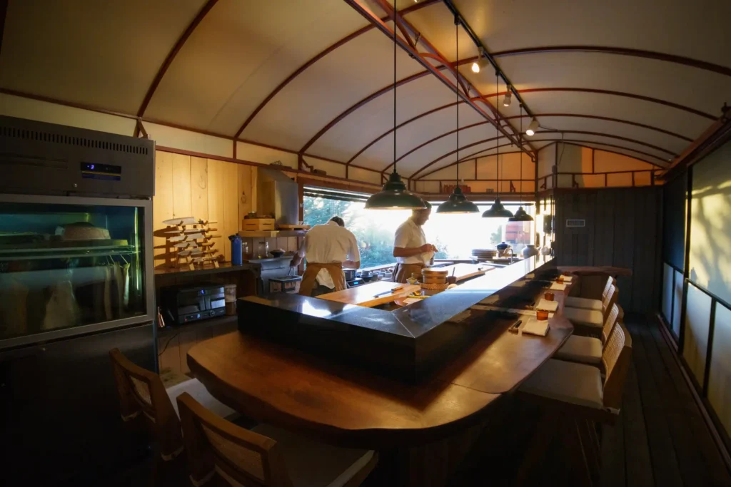 Sushi chefs preparing Omakase at the Treebones Resort sushi bar near Lucia Lodge