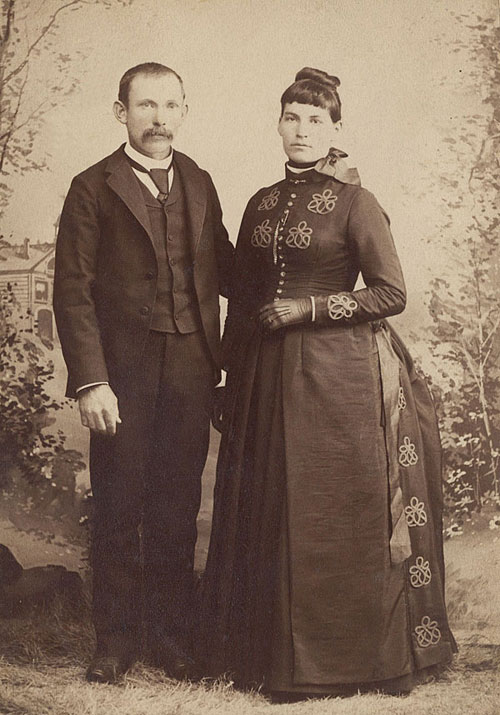Archival portrait of a Harlan family couple, believed to date to the 1880s homestead era