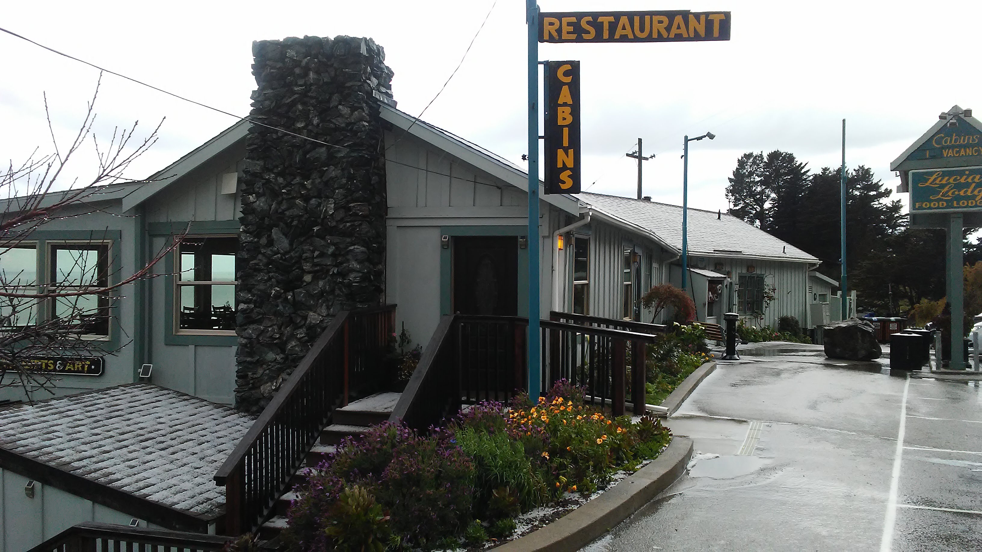 Fire damage at the original Lucia Lodge restaurant and store site in 2021